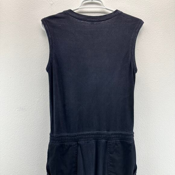 James Perse Sleeveless Black Dress Knit Denim Pockets Tie Waist Size 0 XS - Picture 5 of 12